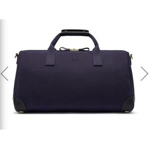 Bennett Winch Commuter Bag Navy Canvas Full Grain Leather Trim Brass 32L